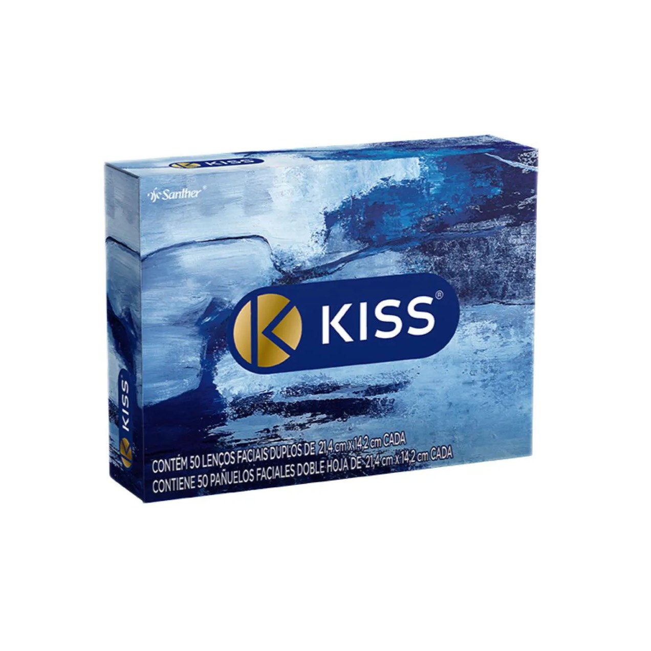Lenço de Papel Facial Kiss Folha Dupla com 50 Unidades