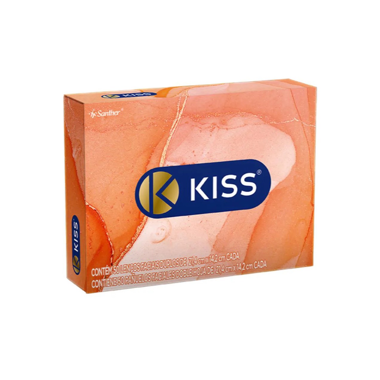Lenço de Papel Facial Kiss Folha Dupla com 50 Unidades
