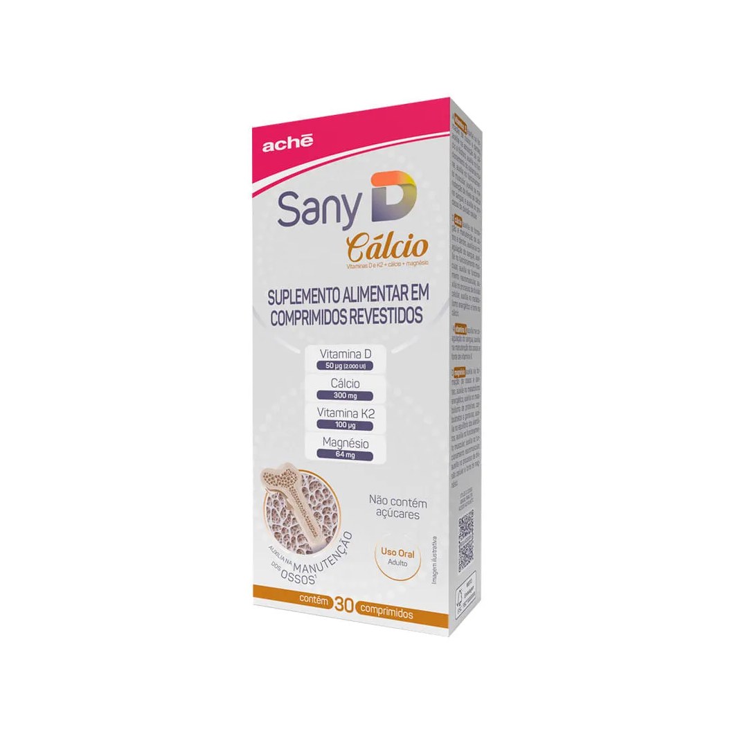 Suplemento Alimentar Sany D Vitamina D 2.000ui + Cálcio 300mg 30 Comprimidos