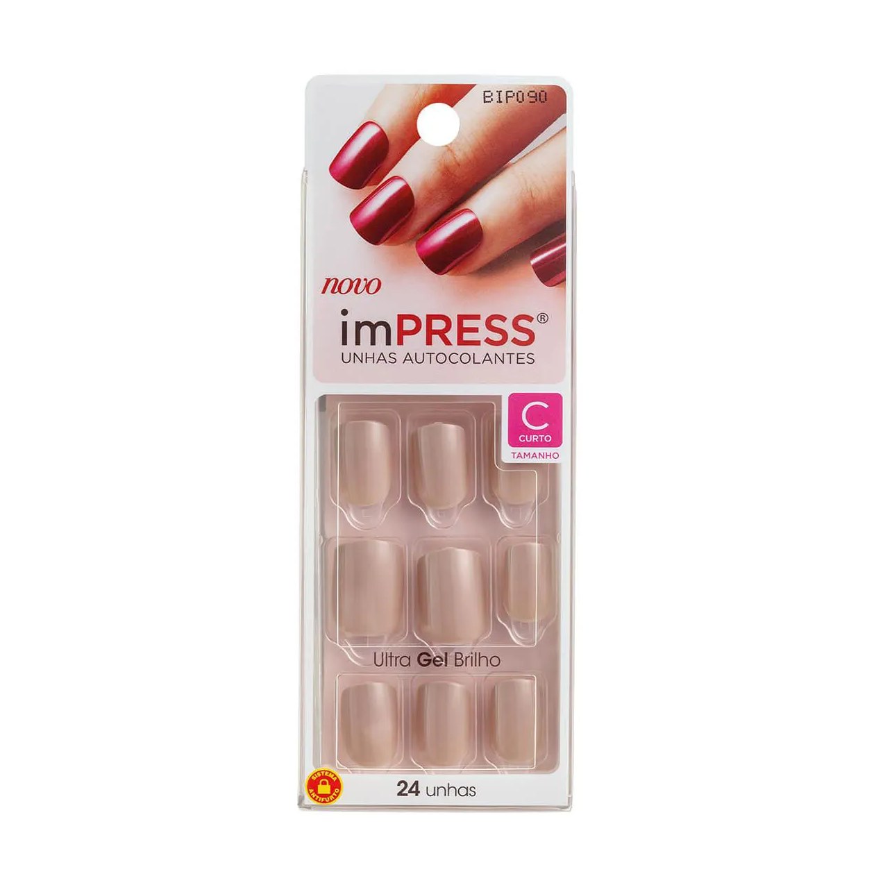 Unhas Autocolantes Impress Girlie Girl Curto com 24 Unidades