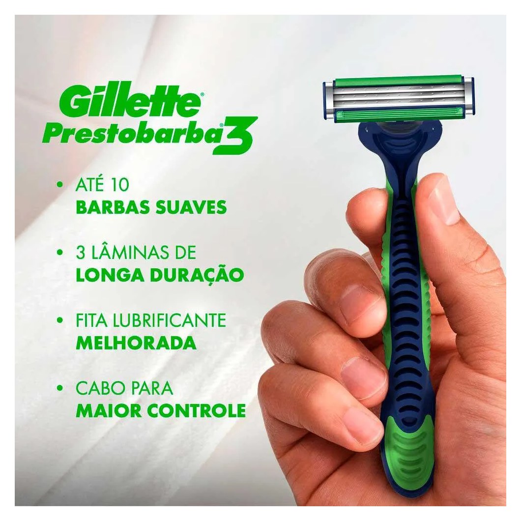 Aparelho de Barbear Gillette Prestobarba 3 Sensitive Aloe Vera 4 unidades