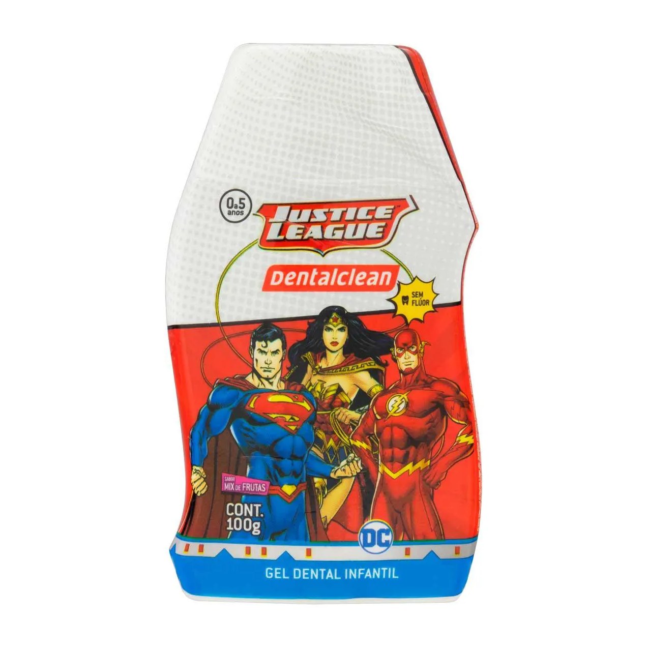 Gel Dental Infantil Dentalclean Liga da Justiça Sabor Mix de Frutas com 100g