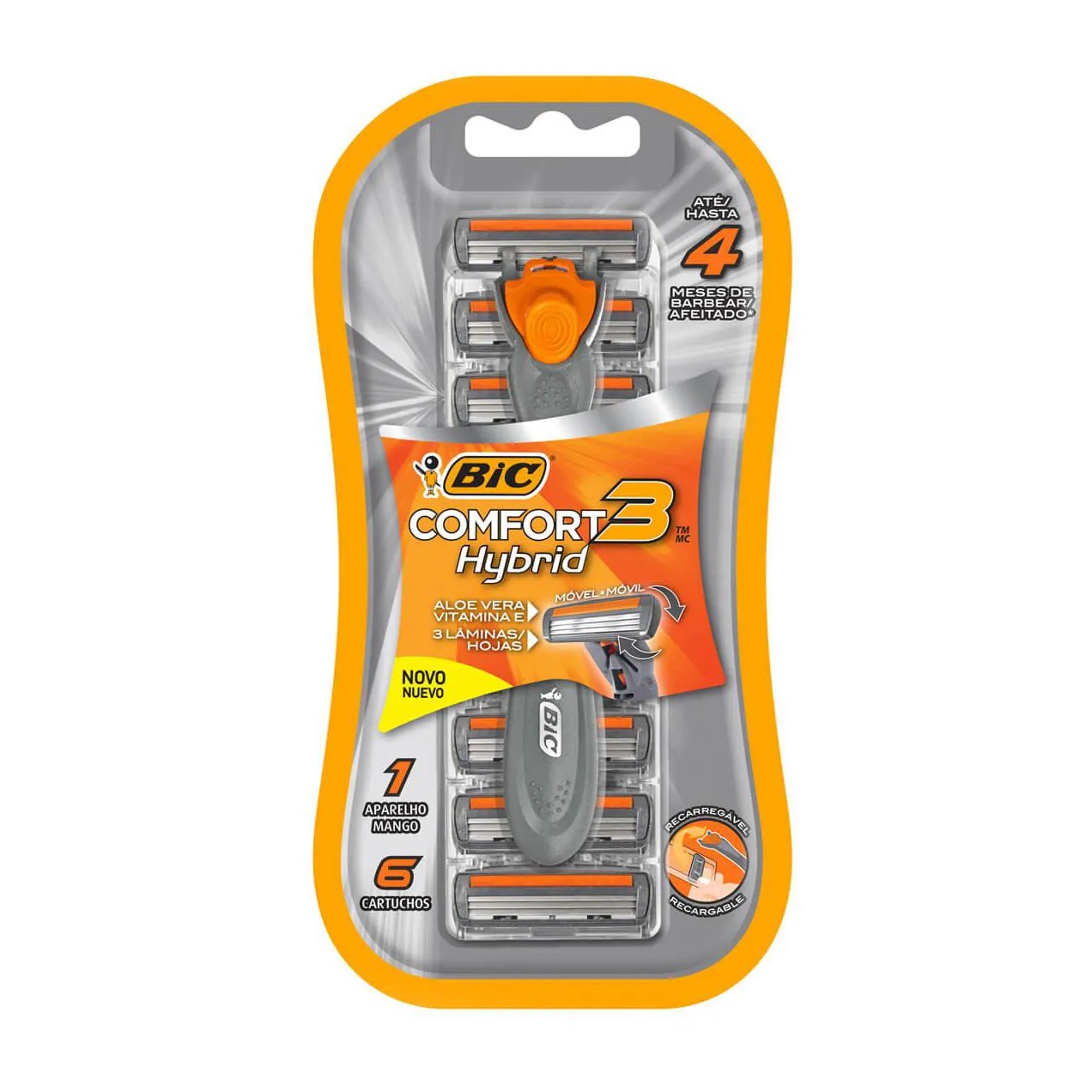Kit Aparelho de Barbear BIC Comfort 3 Hybrid + 6 cartuchos