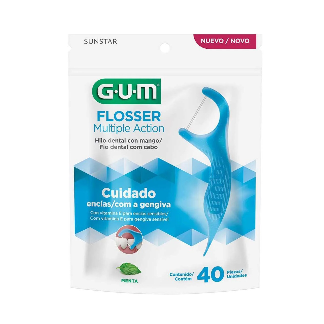 Fio Dental com Cabo G.U.M Flosser Multiple Action com 40 unidades