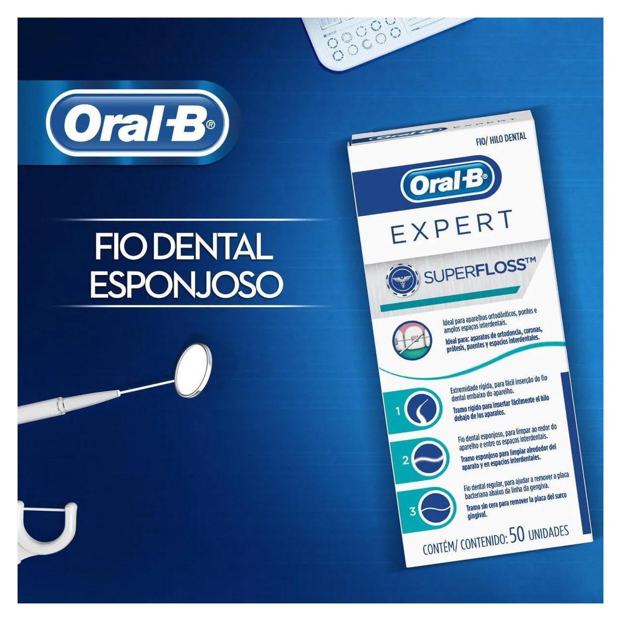Fio Dental Oral-B Expert SuperFloss com 50 unidades