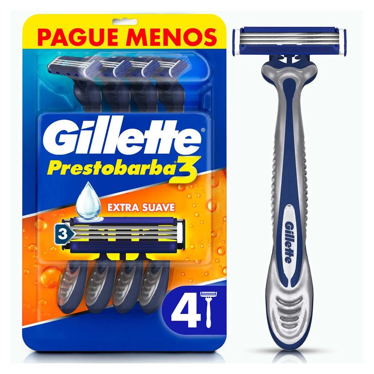 Aparelho de Barbear Descartável Gillette Prestobarba 3 com 4 unidades