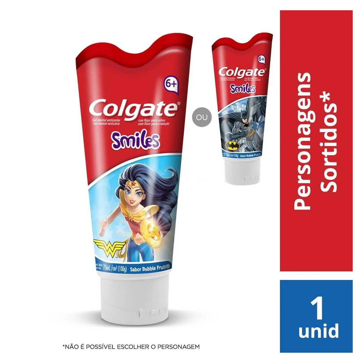 Pasta de Dente Colgate Smiles Batman & Mulher Maravilha com 100g