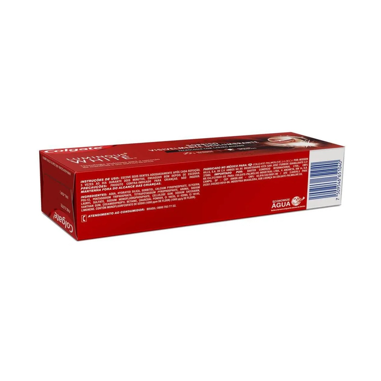 Creme Dental Colgate Luminous White Carvão Ativado 70g