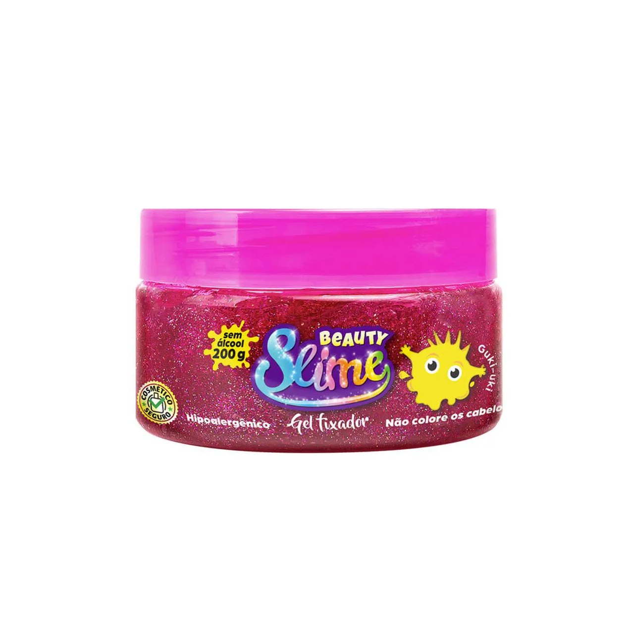 Gel Fixador para Cabelo Beauty Slime Glitter Rosa com 200g