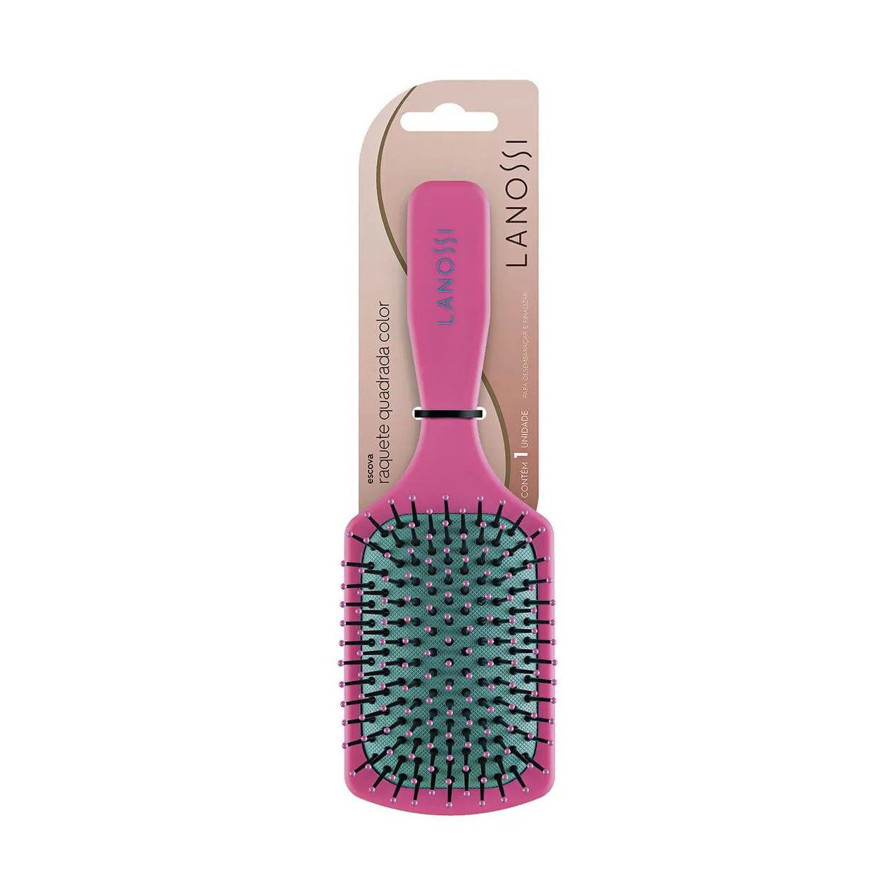 Escova de Cabelo Lanossi Color Raquete Quadrada - 1 unidade