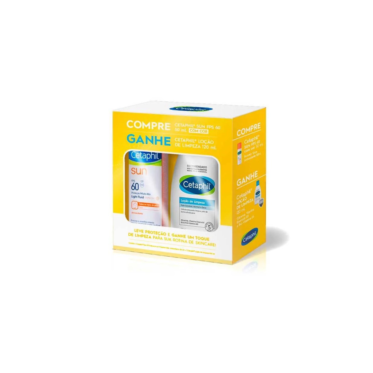 Kit Cetaphil Protetor Solar Sun FPS 60 com Cor com 50ml + Loção de Limpeza com 120ml