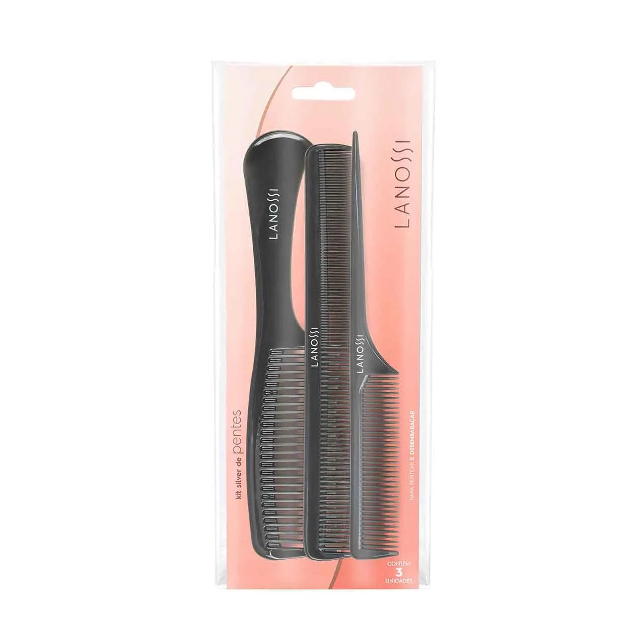 Conjunto de Pentes Lanossi Silver com 3 unidades