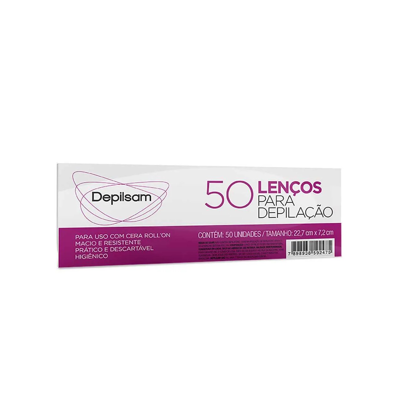 Lenço para Depilação Depilsam Para Uso com Cera Roll-On com 50 unidades