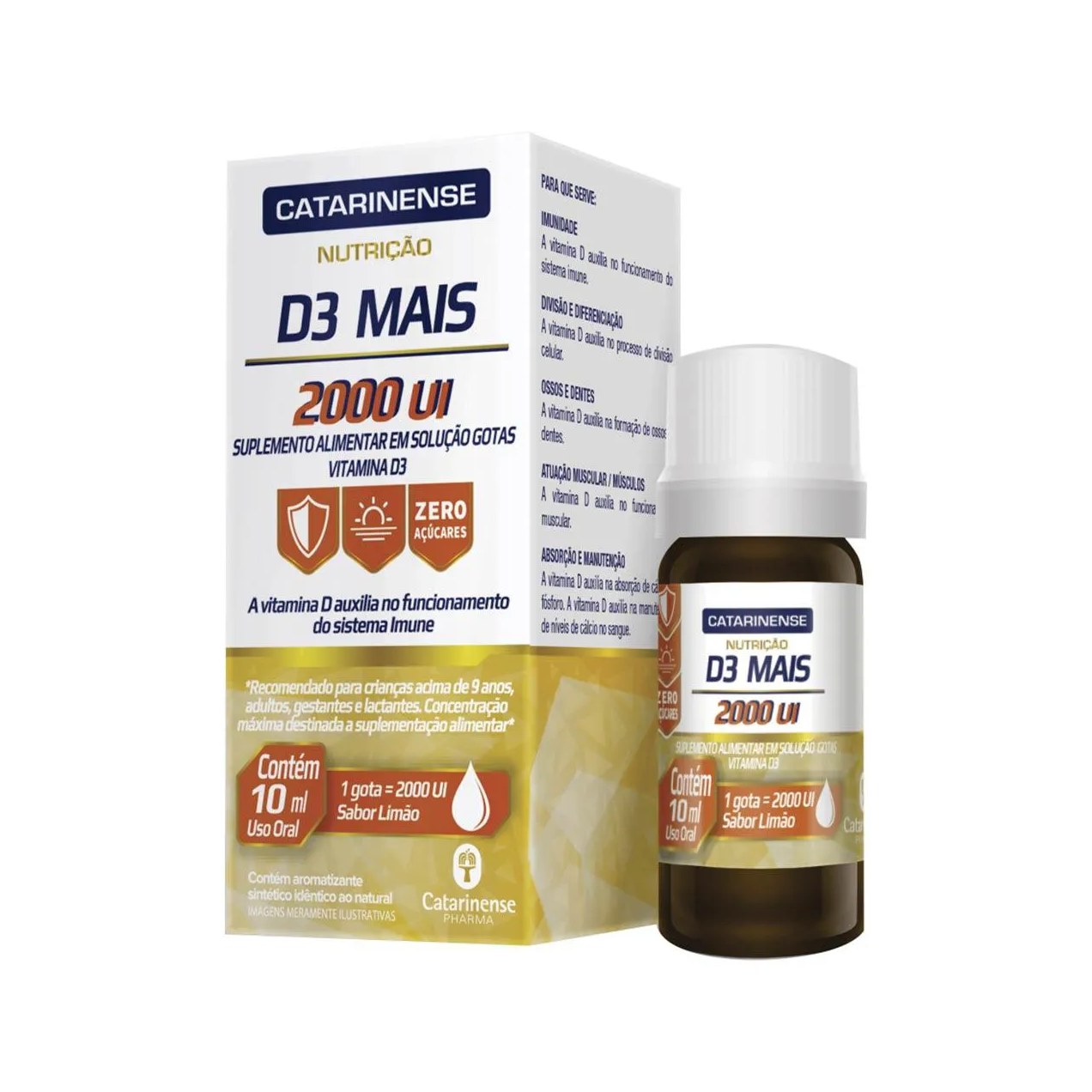 Vitamina D 2000UI D3 Mais Limão Gotas 10ml
