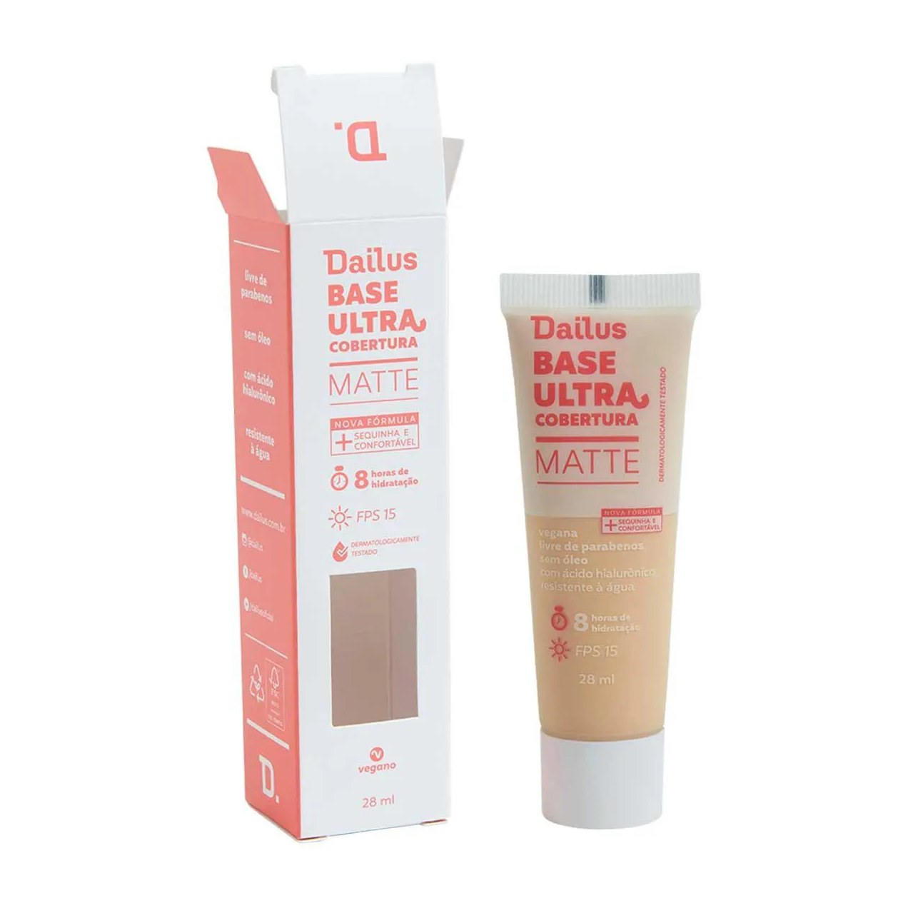 Base Líquida Dailus Ultra Cobertura Matte 28ml - D2 Claro