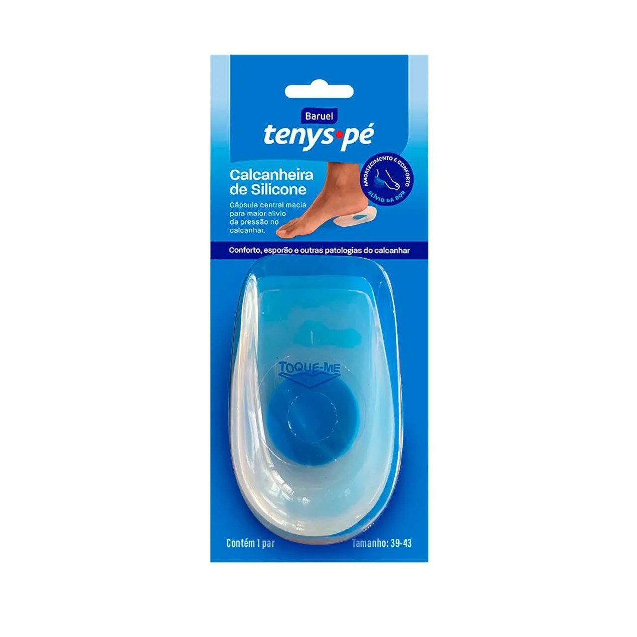 Calcanheira de Silicone Tenys Pé Tamanho 39 a 43 com 1 par
