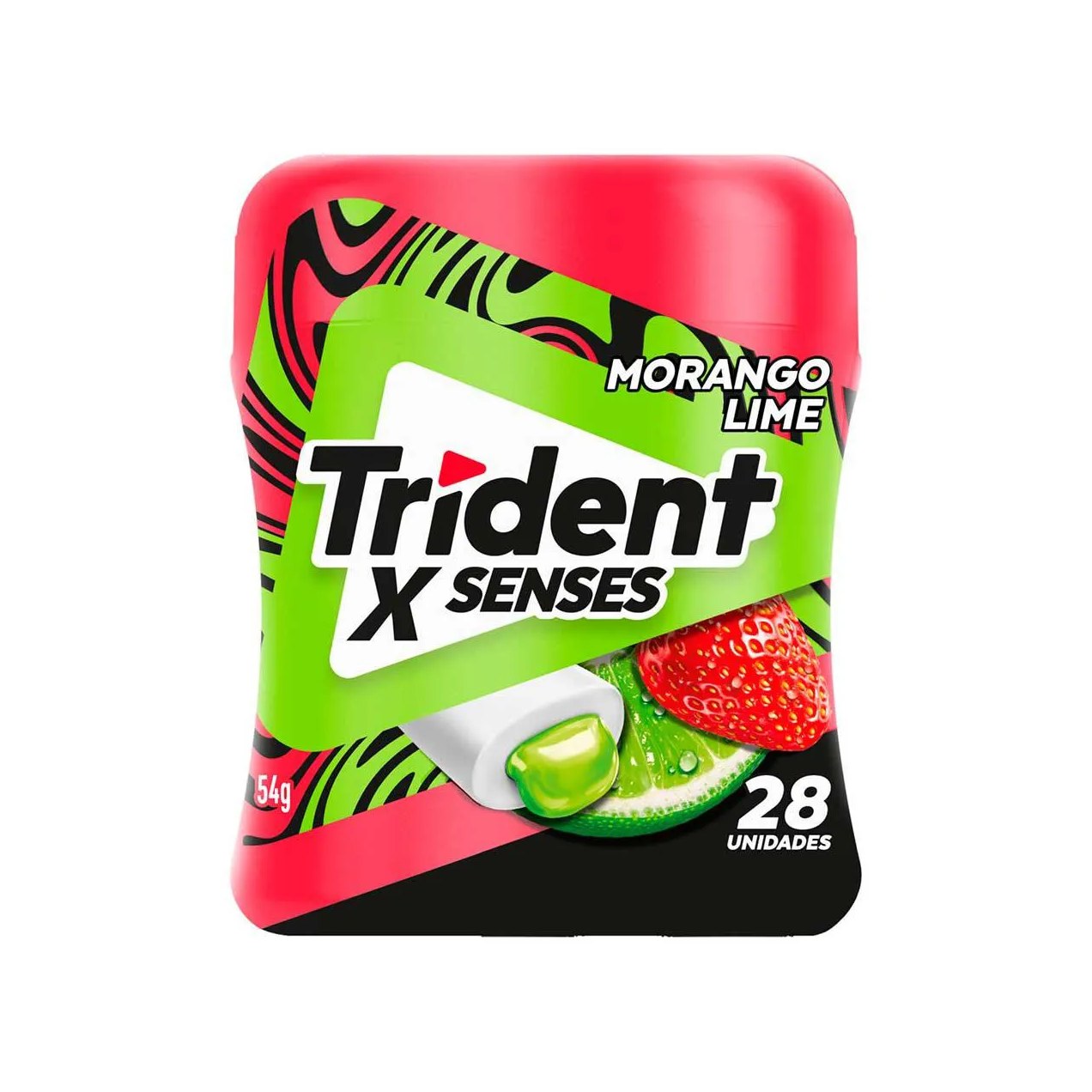 Goma de Mascar Trident X Senses Morango Lime Sem Açúcar 54g