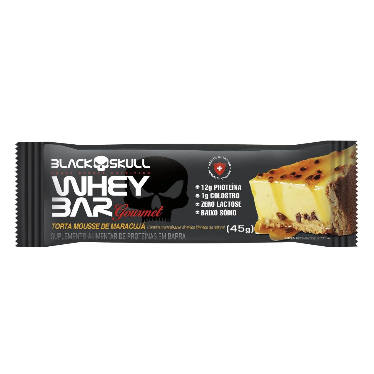 Barra de Proteína Black Skull Whey Bar Gourmet Torta Mousse de Maracujá 45g