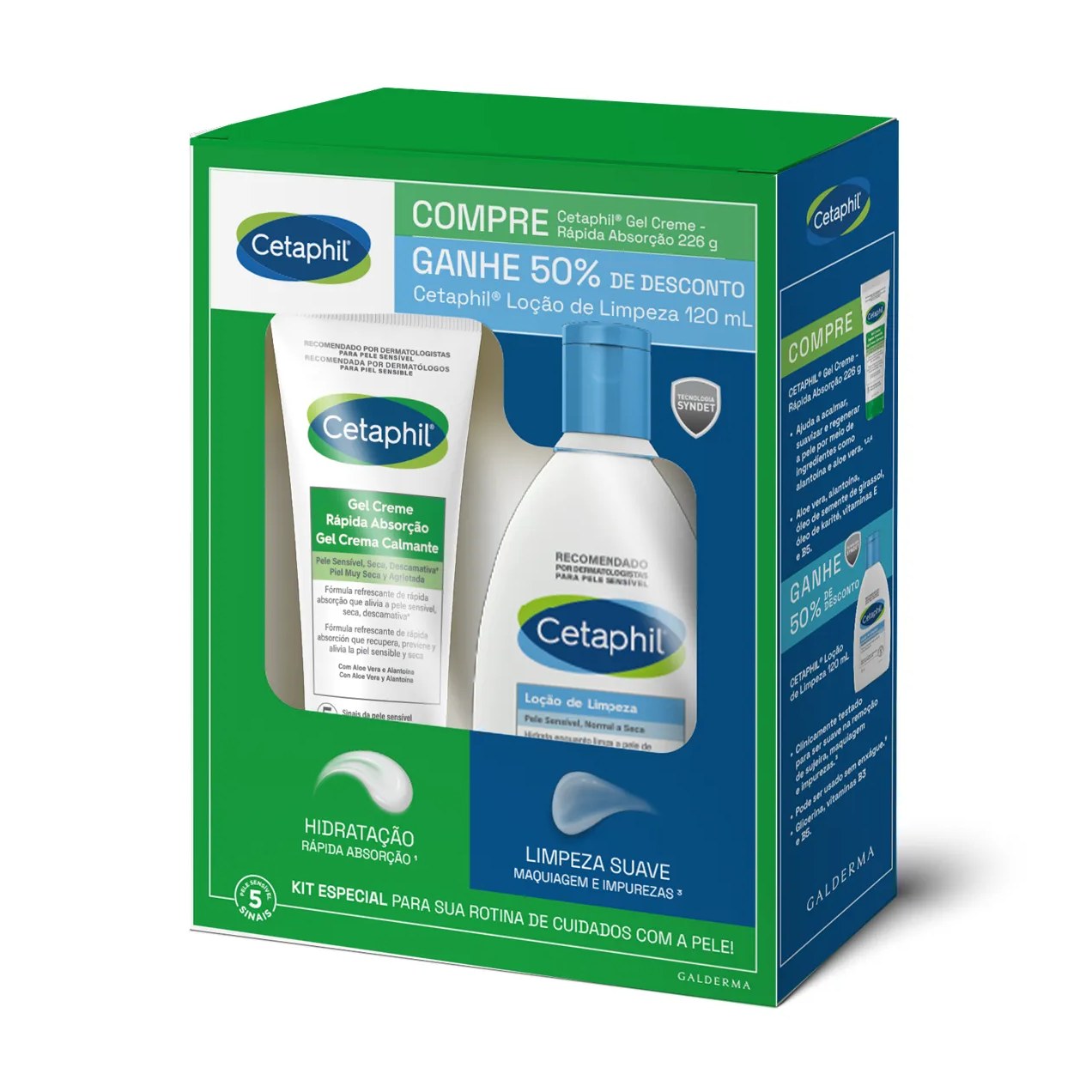 Kit Cetaphil Gel Creme Rápida Absorção 226g + Loção de Limpeza 120ml
