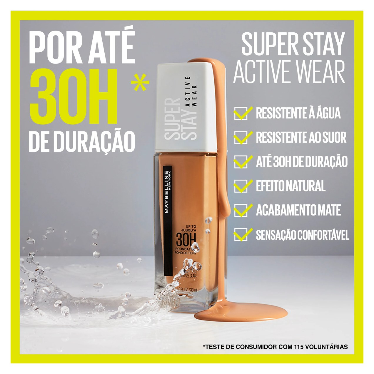 Base Líquida Maybelline NY SuperStay Active Wear Cor 310 Sun Beige 30ml