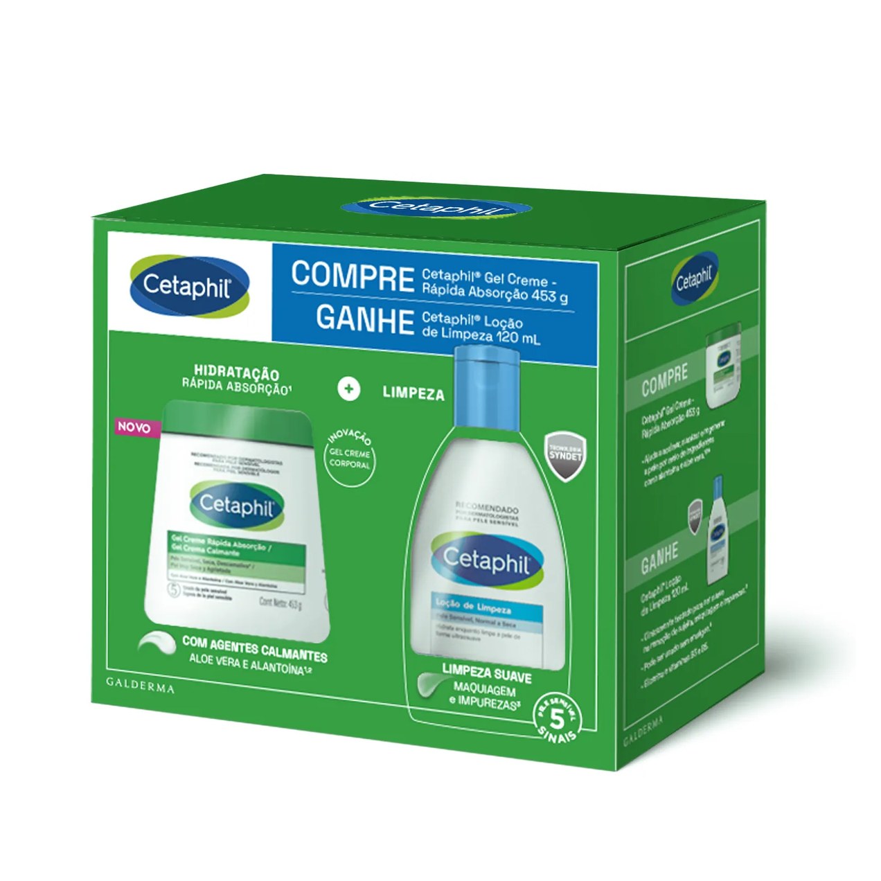 Kit Cetaphil Gel Creme Rápida Absorção 453g + Loção de Limpeza 120ml