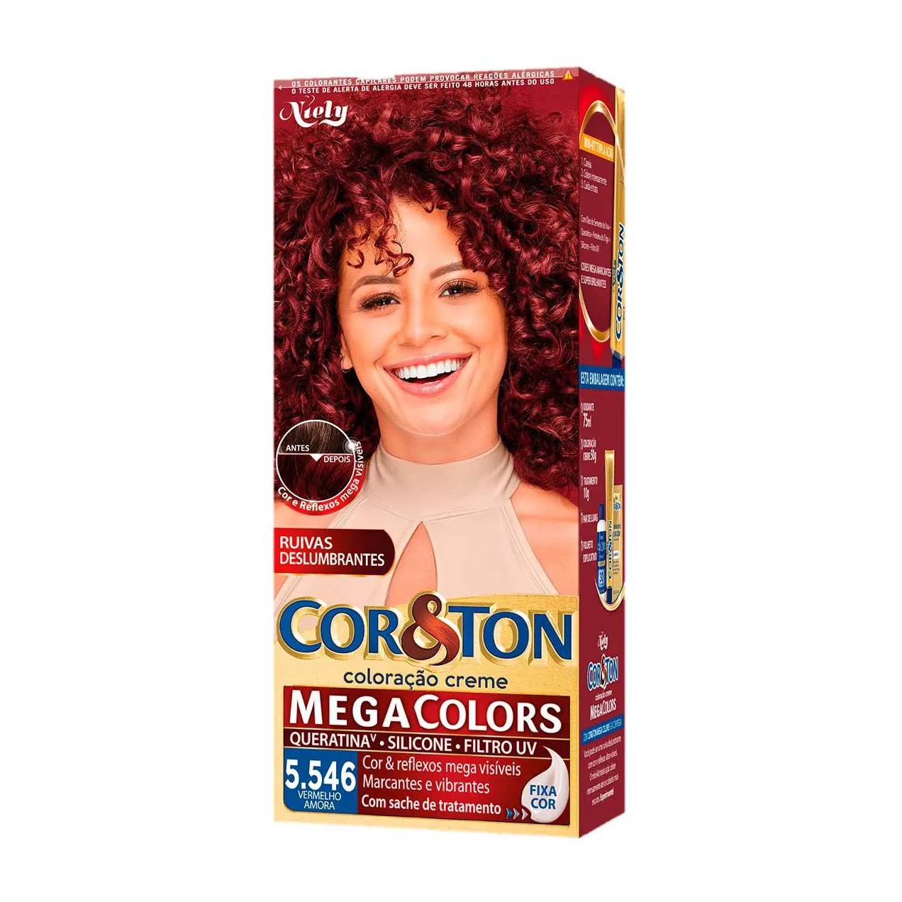 Tinta de Cabelo Permanente Cor&Ton Niely - 5.546 Vermelho Amora