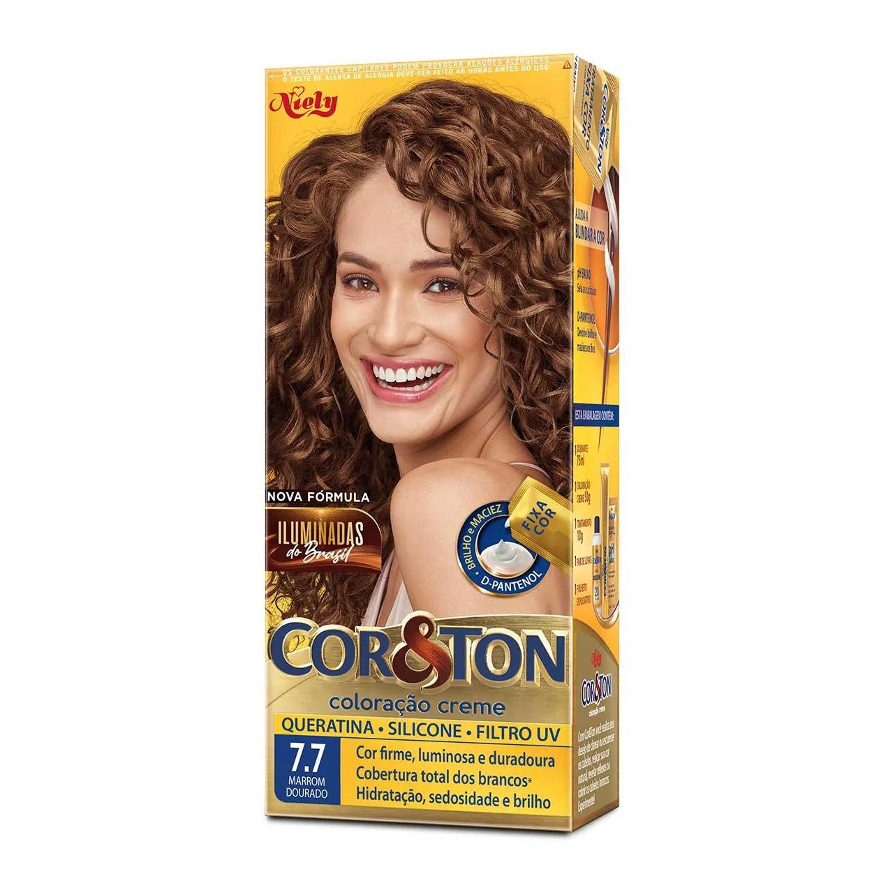 Tinta de Cabelo Permanente Cor&Ton Niely - 7.7 Marron Dourado