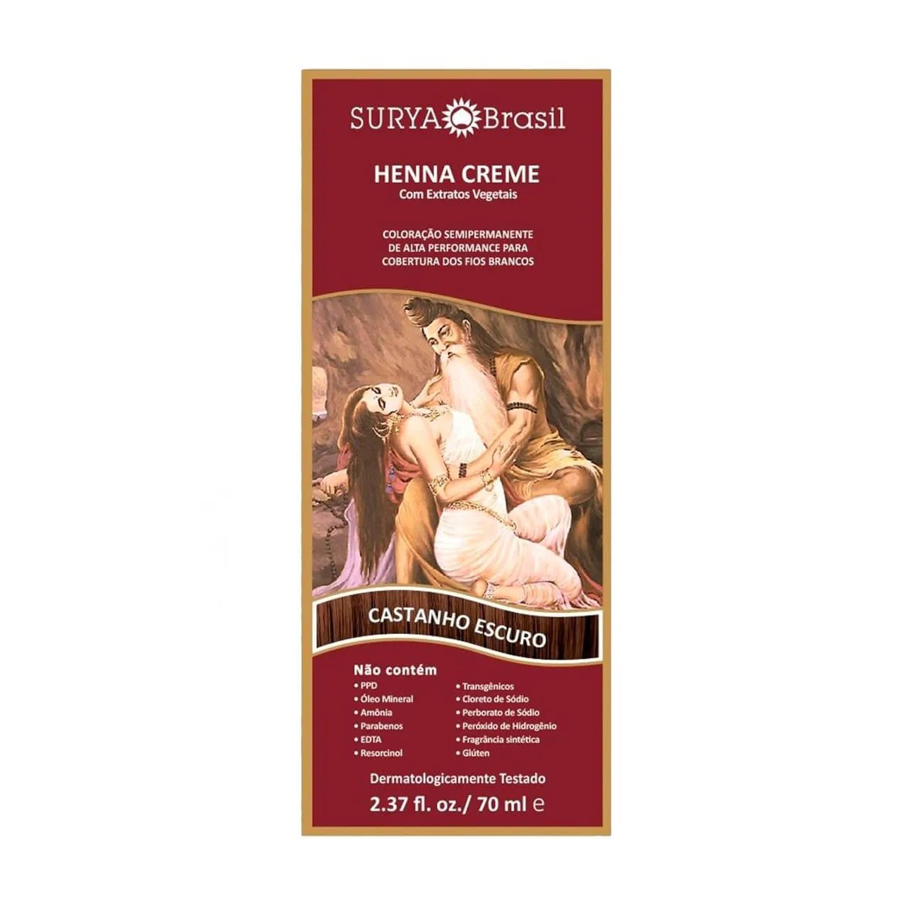 Tinta de Cabelo Semi-Permanente Henna Creme Surya Brasil - Castanho Escuro