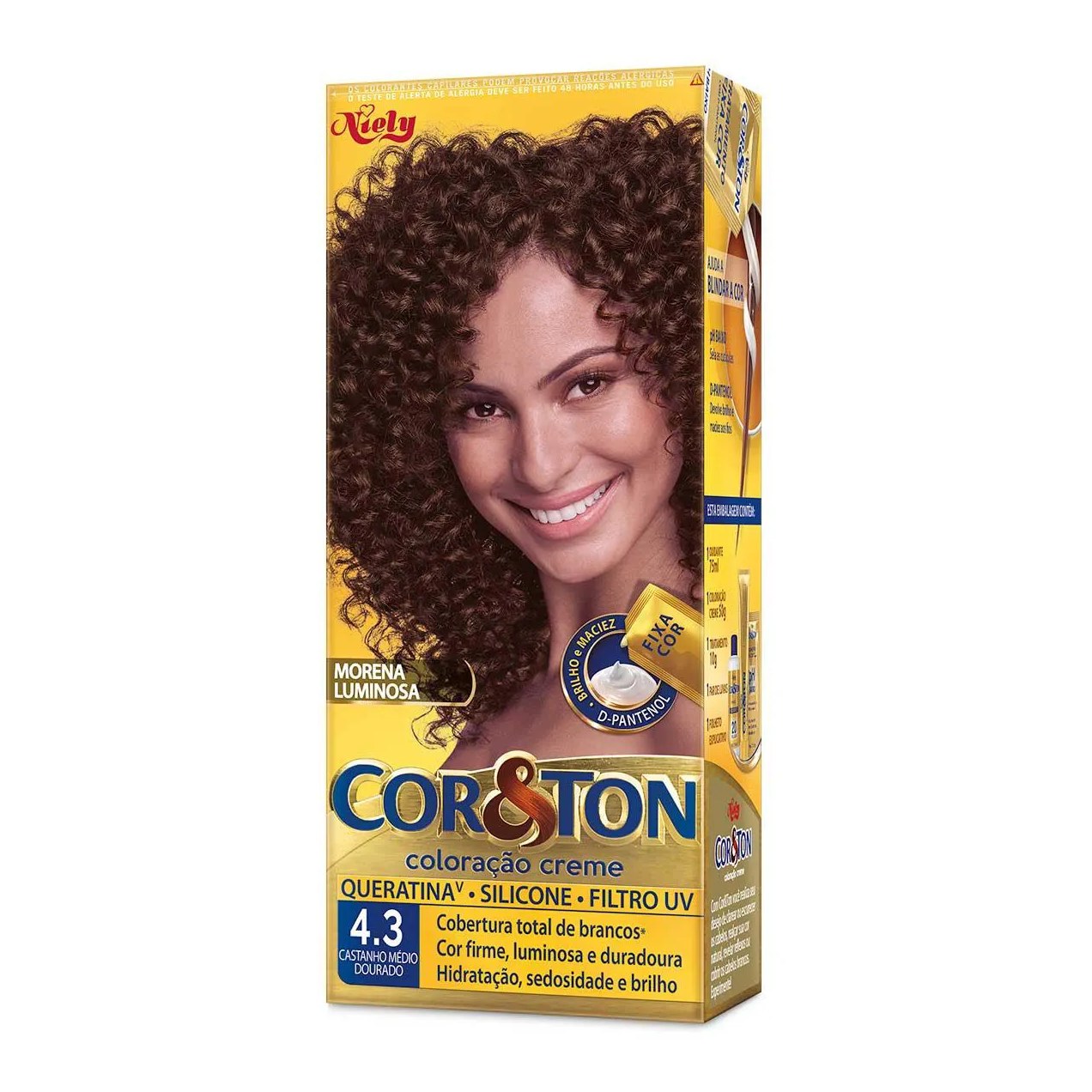 Tinta de Cabelo Permanente Cor&Ton Niely - 4.3 Castanho Médio Dourado
