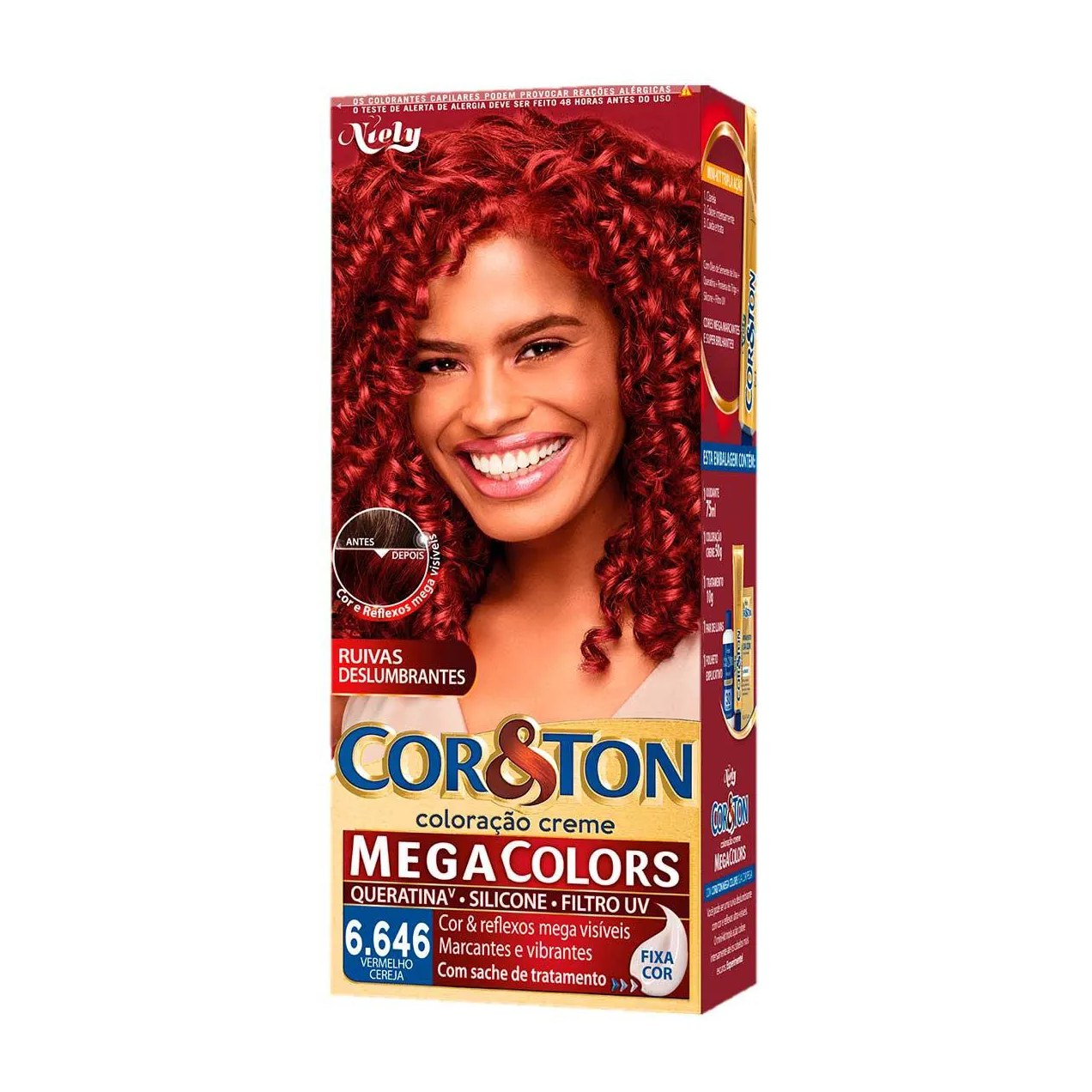 Tinta de Cabelo Permanente Cor&Ton Niely - 6.646 Vermelho Cereja
