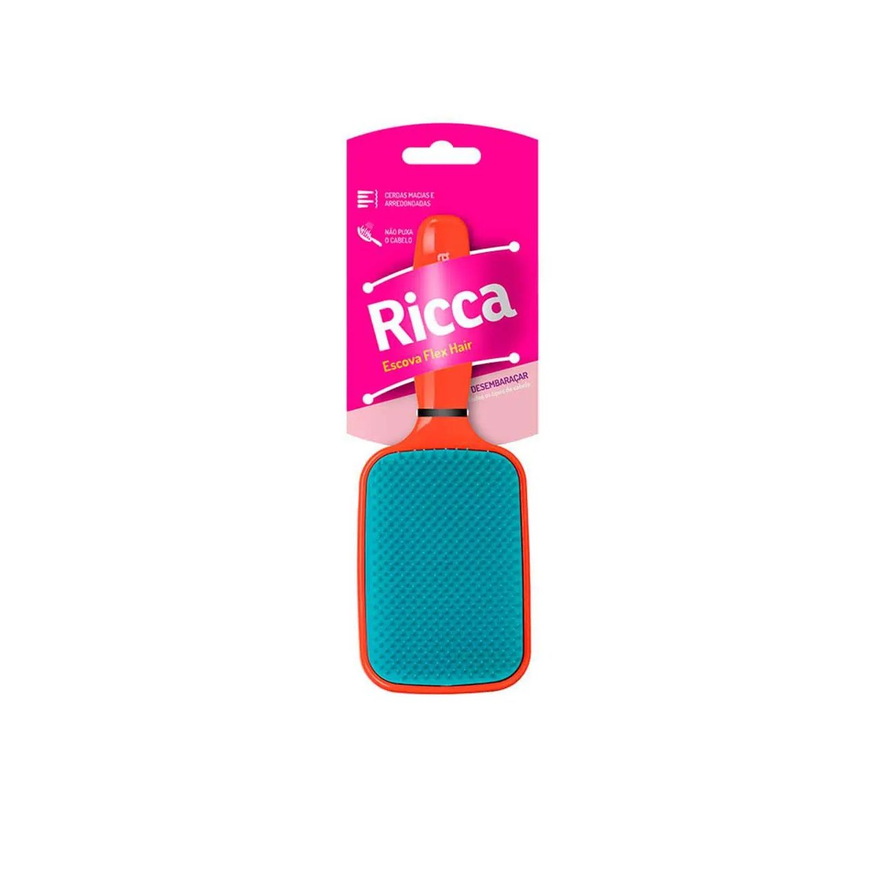 Escova de Cabelo Ricca Raquete Flex Vermelho - 1 unidade