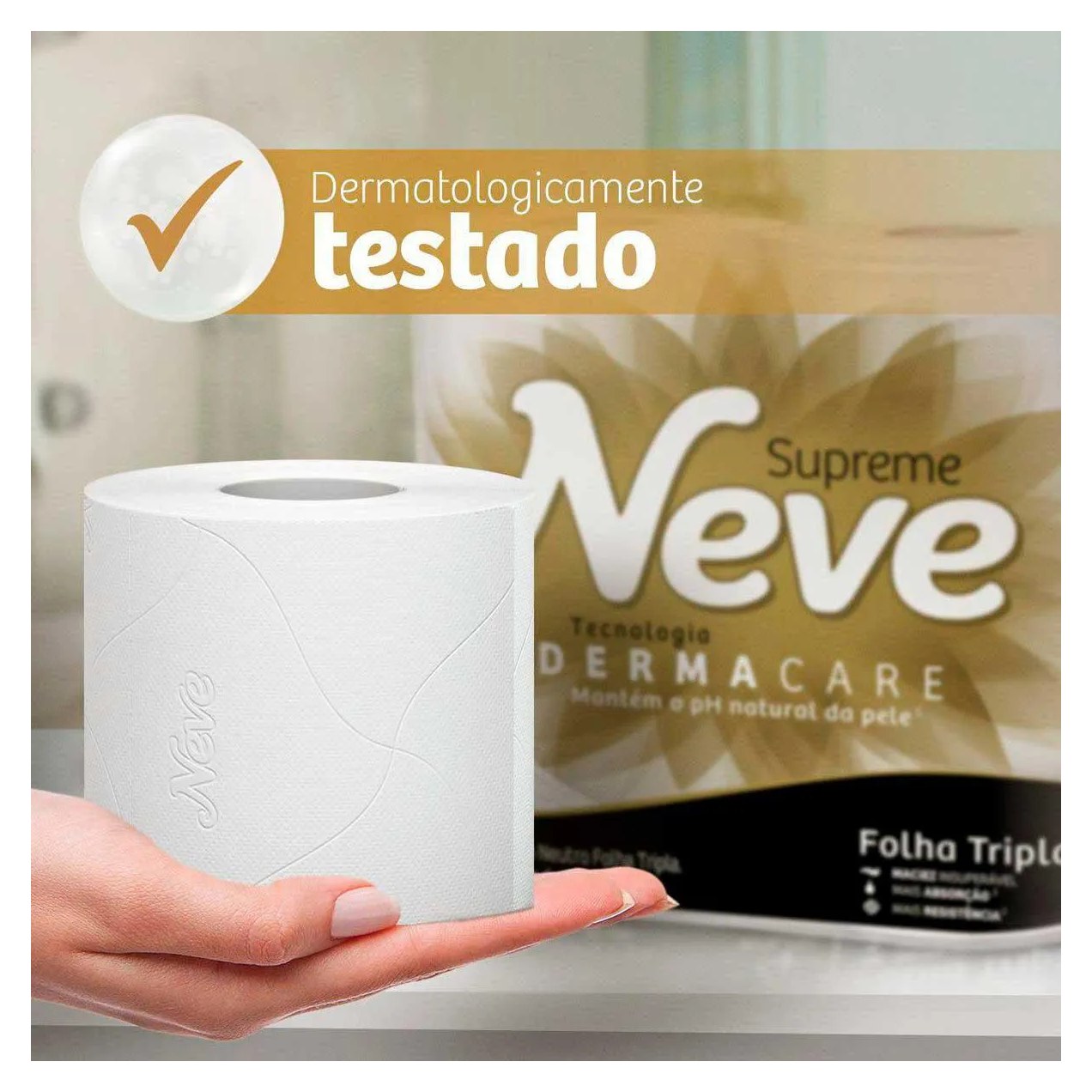 Papel Higiênico Neve Supreme Folha Tripla 4 rolos