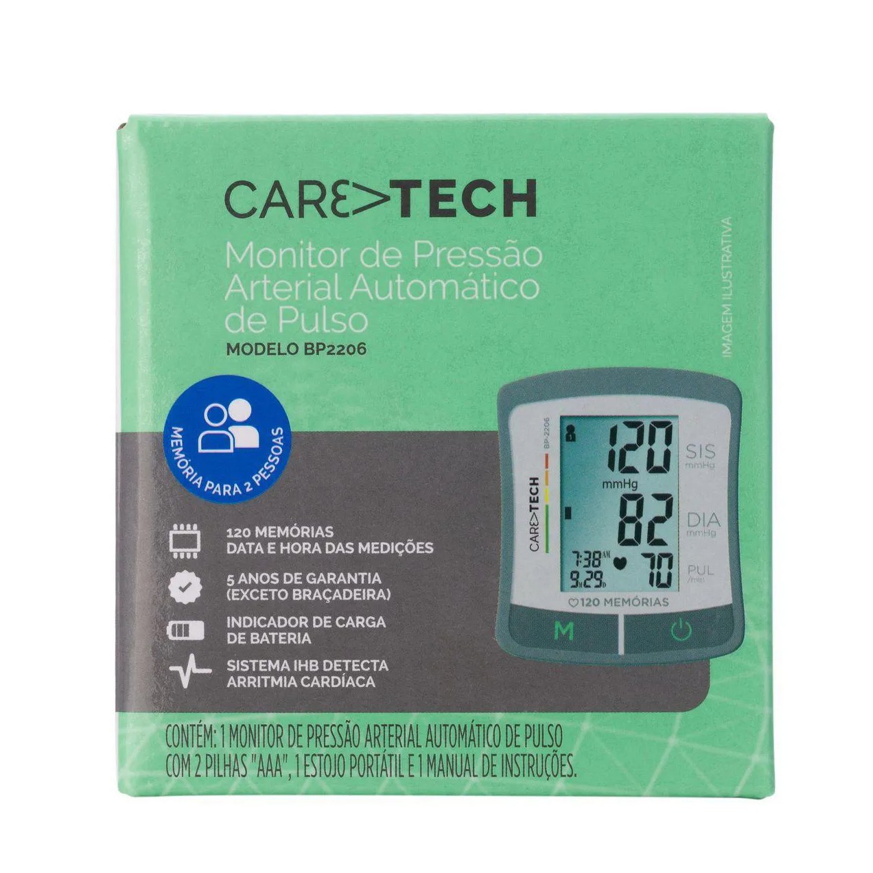 Monitor de Pressão Arterial de Pulso Caretech BP2206 1 Unidade