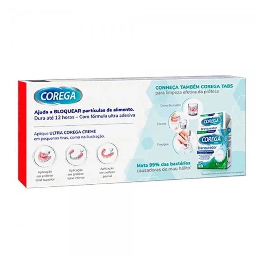 Kit Corega Ultra Creme Fixador de Dentaduras sem Sabor com 2 unidades com 68g Cada