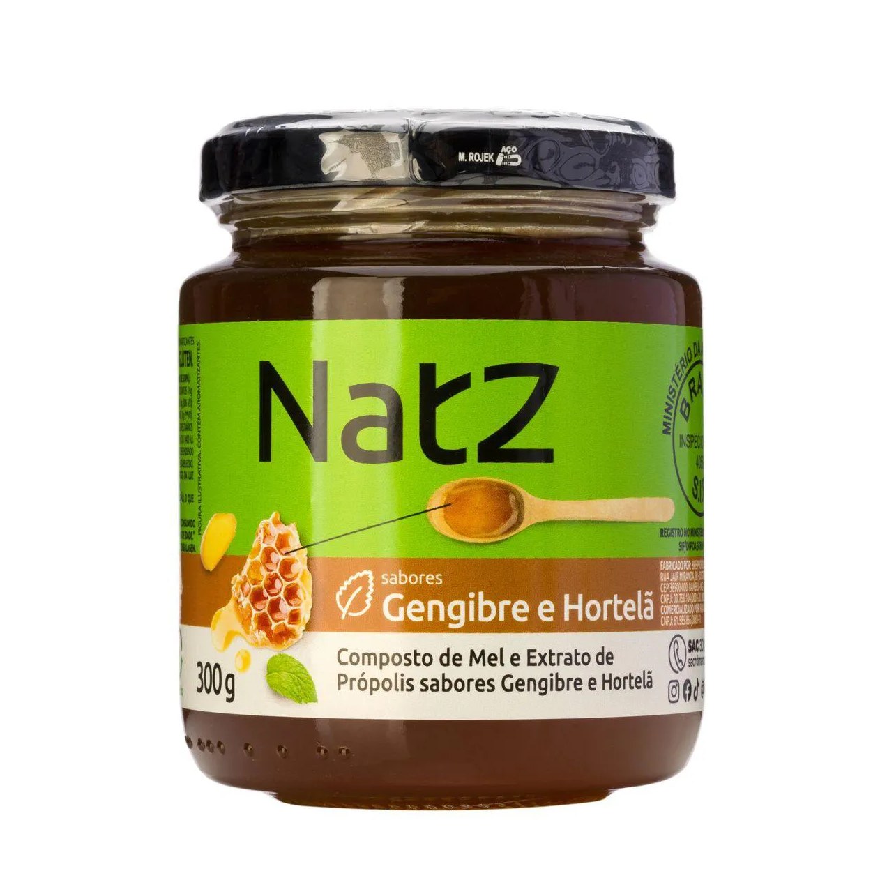 Composto de Mel e Própolis Natz Gengibre e Hortelã 300g