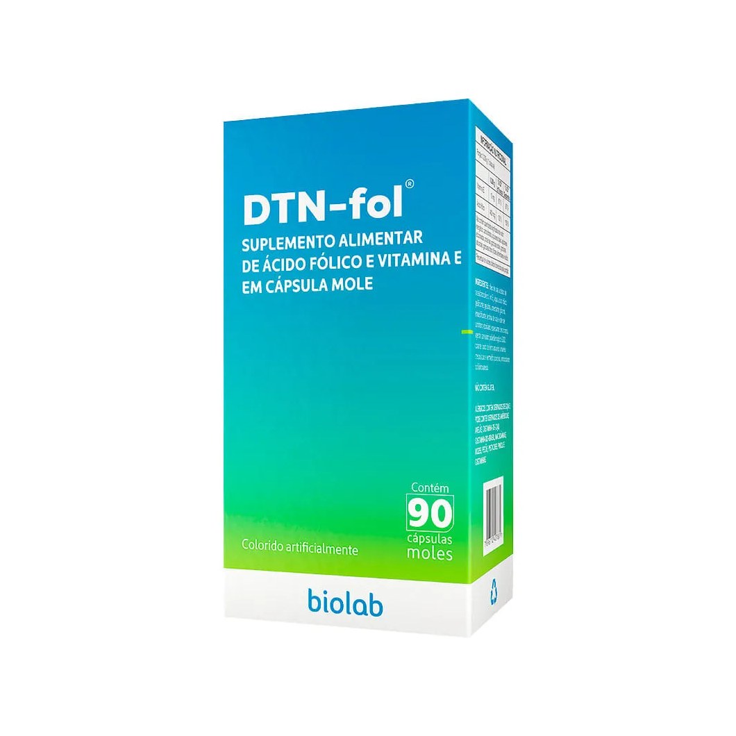 Suplemento Alimentar De Ácido Fólico E Vitamina E Dtn-fol 90 Cápsulas
