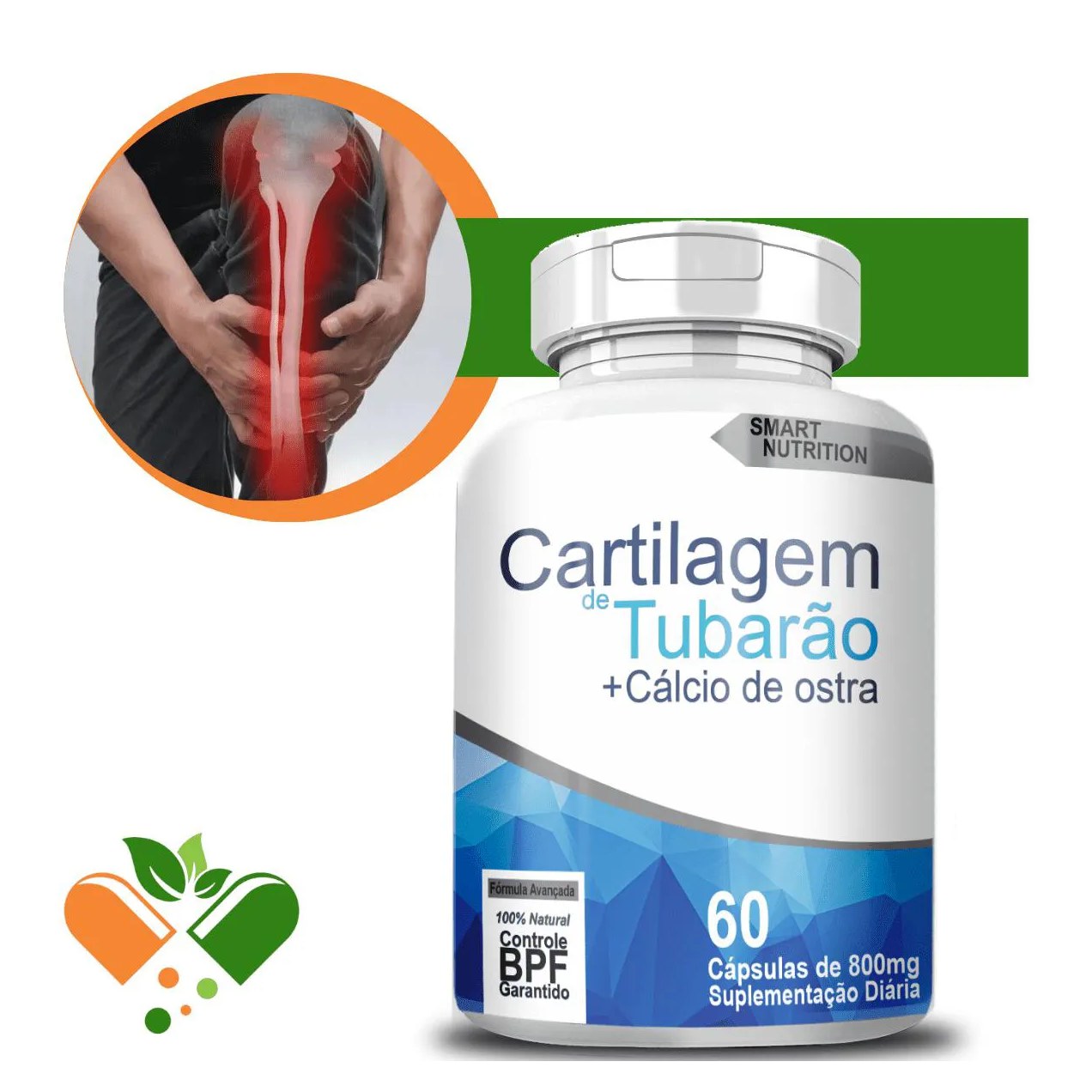Cartilagem de Tubarão C/ Cálcio de Ostra 800mg 60 cápsulas