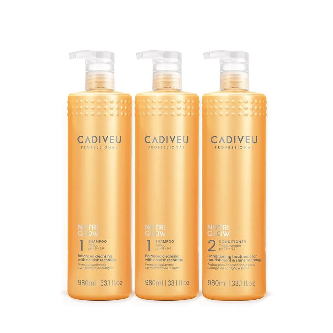 Kit Cadiveu Professional Nutri Glow Shampoo Extra e Condicionador Litro (3 Produtos)