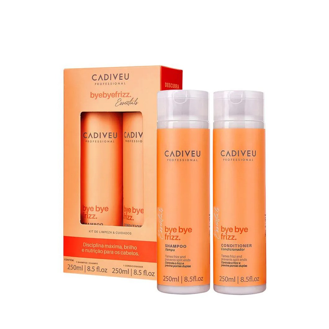 Cadiveu Essentials Bye Bye Frizz Kit de Limpeza Shampoo e Condicionador 250ml (2 Produtos)