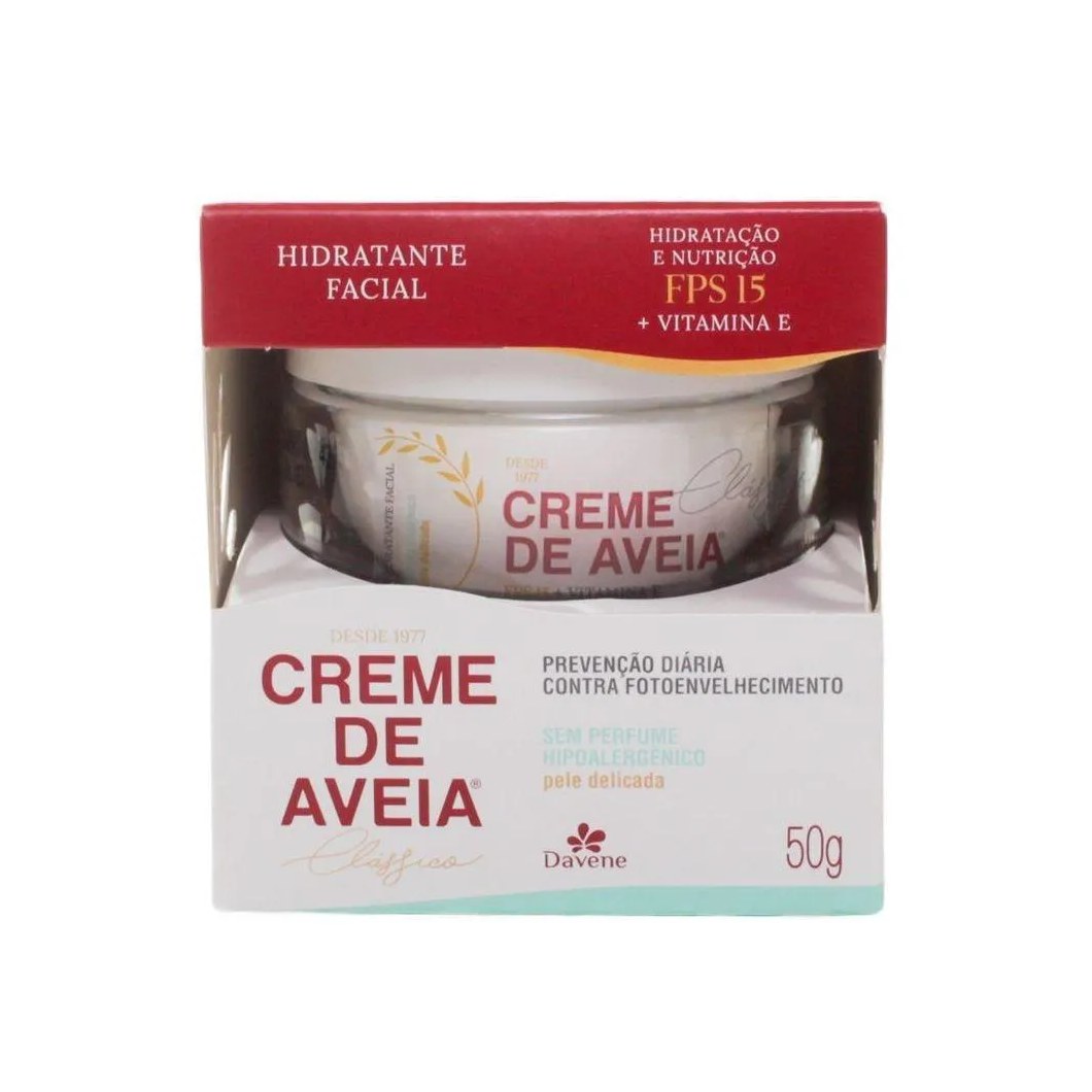 Creme de Aveia Davene Facial sem Perfume Hipoalergenico 50g