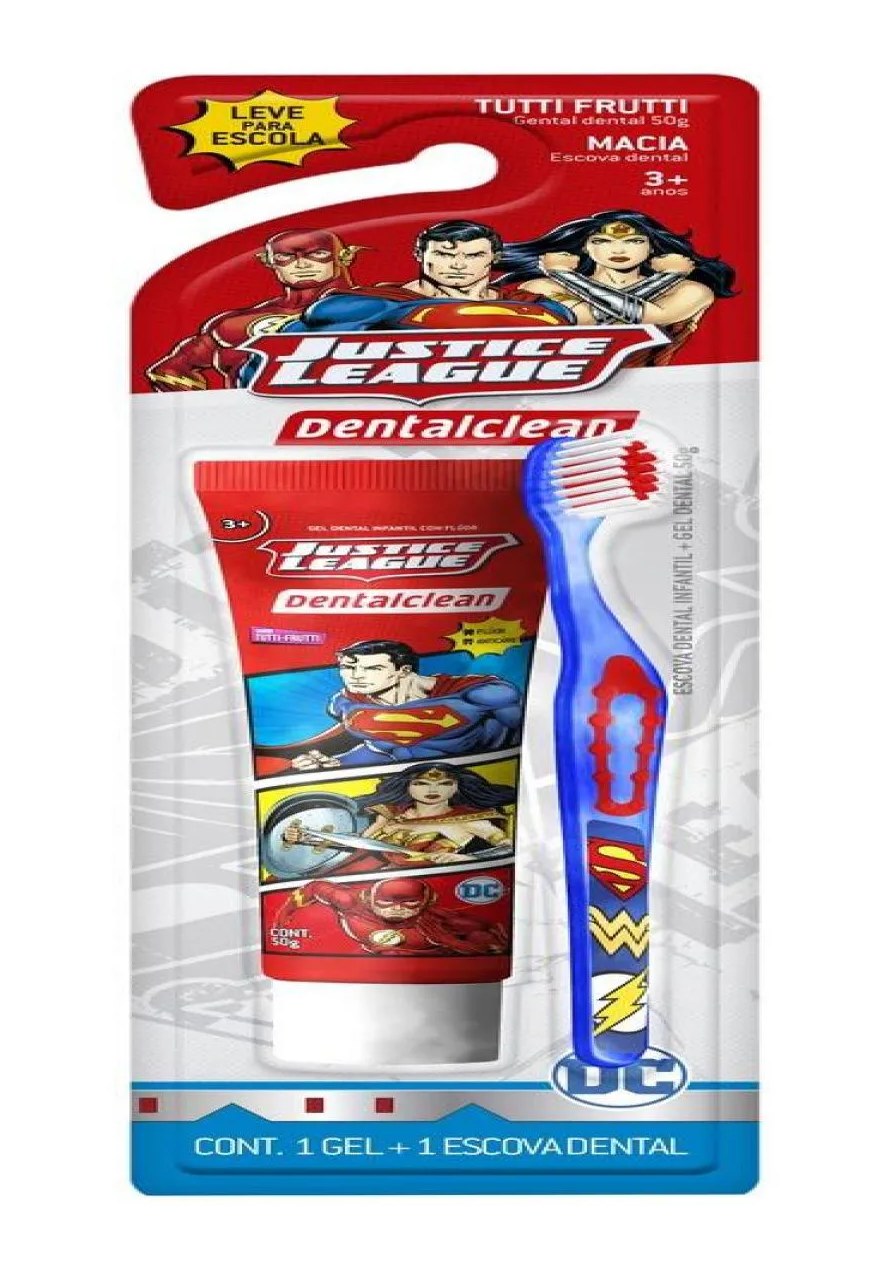 Gel Dental Dental Clean 50g +escova Justice League +3anos