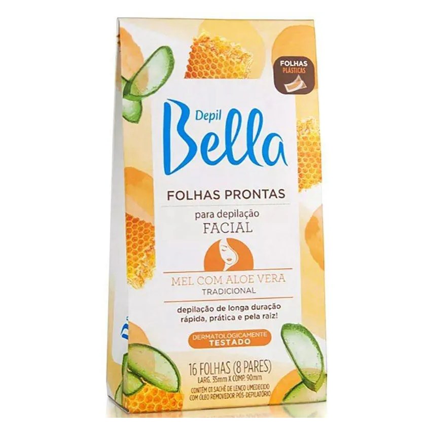 Depil Bella Folhas para Depilacao Facial 16un Mel Aloe