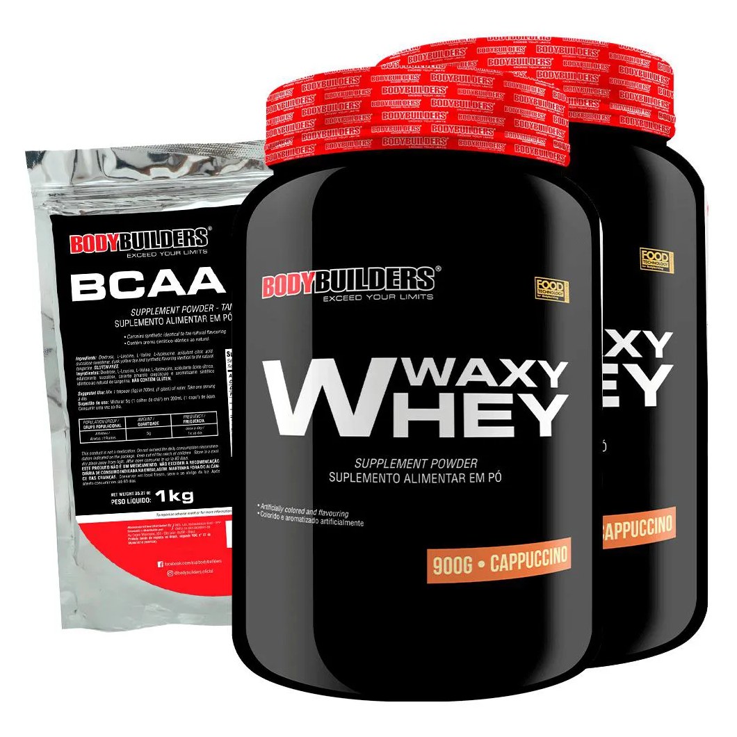 Kit 2x Waxy Whey 2kg + Bcaa 1kg Tangerina - Bodybuilders Cappuccino