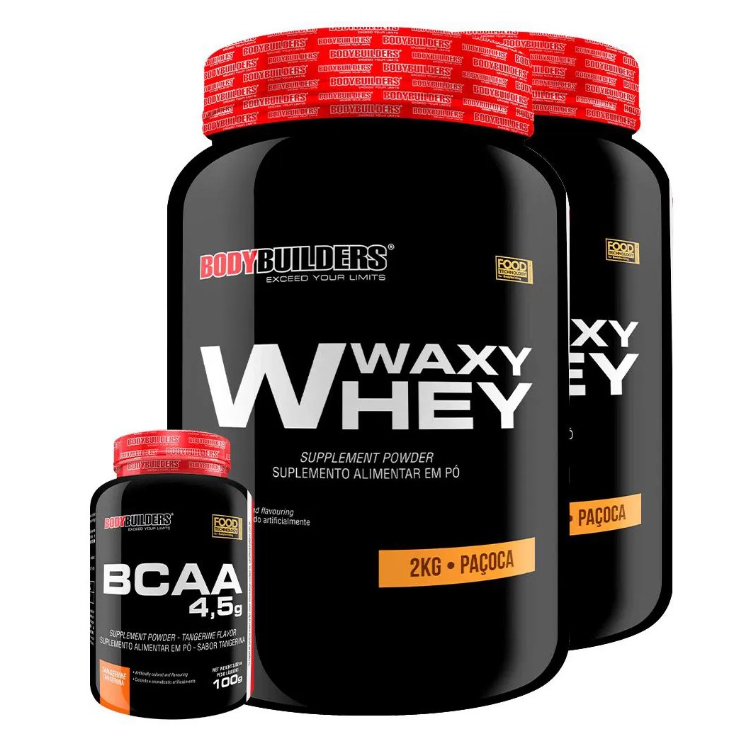 Kit 2x Waxy Whey 2kg + Bcaa 1kg Tangerina - Bodybuilders Paçoca