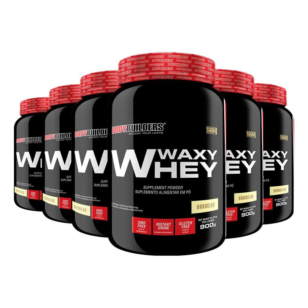 Kit 6x Whey Protein Waxy Whey 900g - Bodybuilders Chocolate