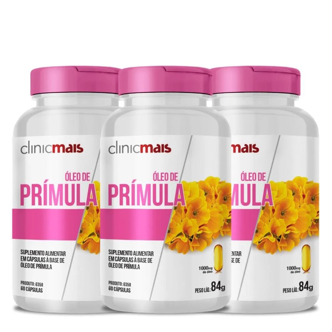 Kit 3x Óleo de Prímula 60 cápsulas 1000mg Clinicmais