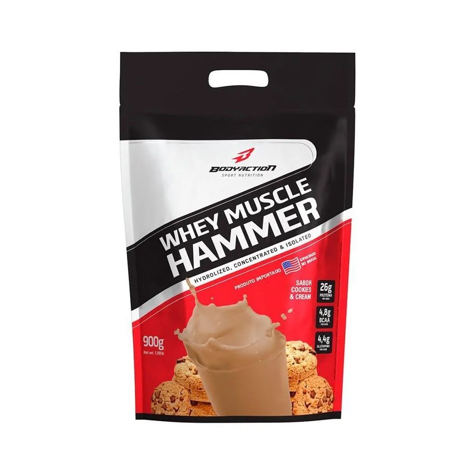 Whey Muscle Hammer 900g Refil Cookies e Cream Bodyaction