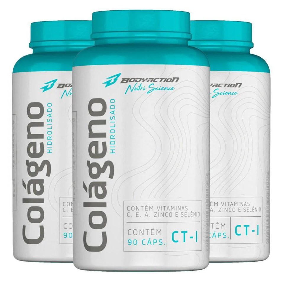 3x Colágeno Hidrolisado Ct-i C/ 90 cápsulas Cada Bodyaction