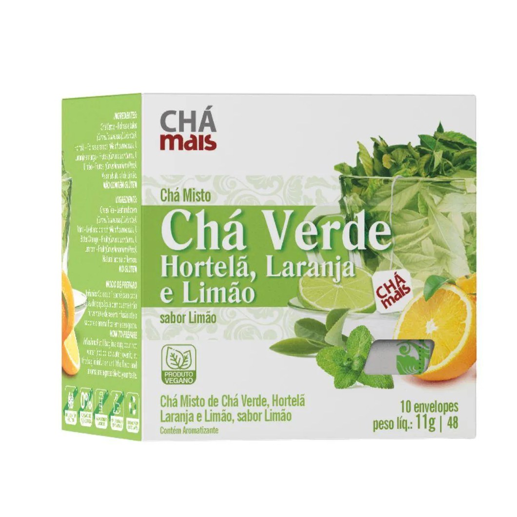 Chámistodecháverde,hortelã,laranjaelimão10sachês-chámais