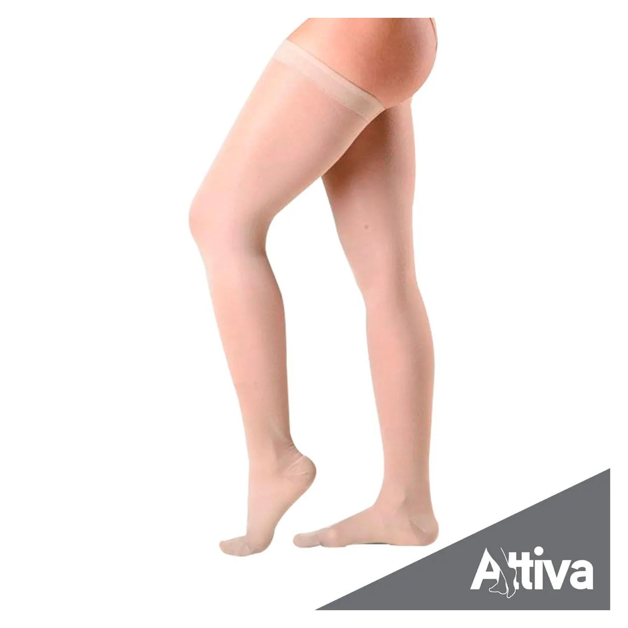 Meia Coxa 7/8 Attiva Alta Compressao 20-30 Fem Fechada Natural M